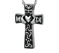 NZVCQVPU Urn Necklace Human Ashes,Celtic Cross Claddagh with Heart Stainless Steel Pendant Urn Urn Pendant for Ashes