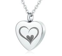 NZVCQVPU Urn Pendants for Ashes Steel, Ash Urn Necklaces Heart-shaped Double Love Heart Memorial Ashes Jewelry