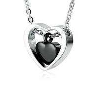 NZVCQVPU Urn Pendants for Ashes Steel, Ashes Urn Necklace Double Heart Black Cremation Jewelry Pendents