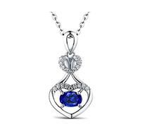 NZVCQVPU White Necklace with Pendant Heart with Sapphire 0.44/1/2/3.33Ct Ladies Wedding Chain 750