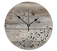 NZVCQVPU Who Cares It's Five Somewhere Wall Clock Wood Grain Board Gray Decorative Clocks Battery Operated 12 Inch Retro Decor For Office Home Decor Wedding Birthday Housewarming Gift