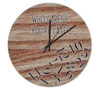NZVCQVPU Who Cares It's Five Somewhere Wall Clock Wood Grain Board Gray Decorative Clocks Battery Operated 12 Inch Retro Decor For Office Home Decor Wedding Birthday Housewarming Gift