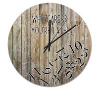 NZVCQVPU Who Cares It's Five Somewhere Wall Clock Wood Grain Board Gray Decorative Clocks Battery Operated 12 Inch Retro Decor For Office Home Decor Wedding Birthday Housewarming Gift
