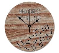 NZVCQVPU Who Cares It's Five Somewhere Wall Clock Wood Grain Board Gray Decorative Clocks Battery Operated 12 Inch Retro Decor For Office Home Decor Wedding Birthday Housewarming Gift