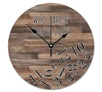 NZVCQVPU Who Cares You're Late Wall Clock Weathered Wood Floor Round Decorative Clocks Battery Operated 10 Inch Country Coastal Decor She Shed Living Room Decor Gift for Man Woman Friend