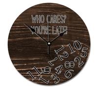 NZVCQVPU Who Cares You're Late Wall Clock Weathered Wood Floor Round Decorative Clocks Battery Operated 10 Inch Country Coastal Decor She Shed Living Room Decor Gift for Man Woman Friend