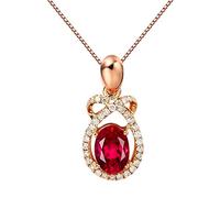 NZVCQVPU Women 0.77ct Tourmaline Necklace Teardrop Butterfly Knot Red Pendant Necklace 18K Rose