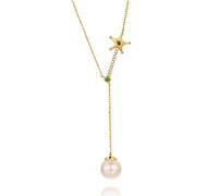 NZVCQVPU Women 18K Pendant Necklace Green Star Pearl Round Cut Diamond Necklace