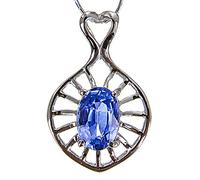 NZVCQVPU Women 18k White Pendant Necklace Teardrop Oval Cut Blue Sapphire Necklace
