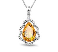 NZVCQVPU Women Flowers Teardrop Pear Shape 3.07ct Citrine Necklace 18K White Pendant Necklace for Wedding Party