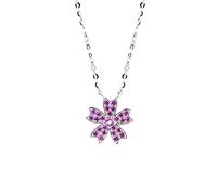 NZVCQVPU Women Necklaces Pendants, 18K White Necklace Chain for Women 0.3ct Cherry Blossoms Inlaid Pink Sapphire Round Necklace