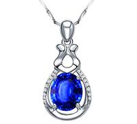 NZVCQVPU Women Tanzanite Necklace Teardrop Shape Blue Pendant Necklace 18K White