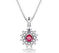 NZVCQVPU Womens 18 Karat White Chain Pendant, Flower Pendant Necklaces 0.28Ct Ruby Stylish Jewelry Pendant Necklaces for Womens Girls Gifts for Birthday Christmas White