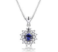 NZVCQVPU Womens 18 Karat White Chain Pendant, Flowers Shape With 0.28Ct Sapphire Pendant Necklaces Hypoallergenic Necklaces For Teens Girls Women Gifts For Birthday Christmas White