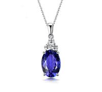 NZVCQVPU Womens 18 Karat White Chain Pendant, Oval 4Ct Tanzanite Pendant Necklaces Stylish Jewelry Pendant Necklaces For Womens Girls For Birthday Christmas White With Jewelry Box