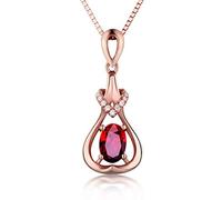NZVCQVPU Women's Chain 18K Drop with Ruby ??0.61/0.99Ct Pendant Necklace Rose for Wedding