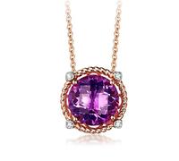 NZVCQVPU Women's Necklace 18 Carat Round with Amethyst 4.01Ct Pendant Chain for Wedding Rose