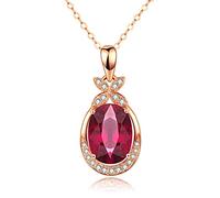 NZVCQVPU Women's Necklace 18 Karat Butterfly Oval Tourmaline 1.3/2 / 3Ct Pendant Chain for Wedding Rose