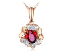 NZVCQVPU Women's Necklace with Pendant 750 Flower with Ruby ??0.6Ct Wedding Chain Rose for Women Mother Girlfriend