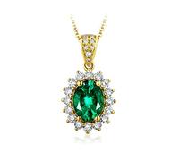 NZVCQVPU Women's Necklace with Pendant 750 Sunflower with Oval Emerald 0.75/1 / 2.05Ct Wedding Chain for Women Mother Girlfriend