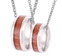 NZVCQVPU y su collar de acero, hombres y mujeres de 8 mm anillo de ring collares de madera