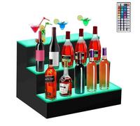 NZVZGKTNTW Estante De Bar con Iluminación LED For Exhibición De Botellas De Licor, Estante De 2 O 3 Niveles Que Cambia De Color For Whisky, Bebidas De Bar En Casa, Estantes(3-Tier,50X21X17CM)