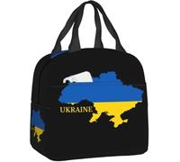 NZXBGMU personalizada con la bandera de Ucrania y mapa lonchera térmica portátil para mujer ideal escuela deportes actividades al aire libre