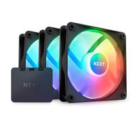 NZXT Core F120 RGB Pack triple - RF-C12TF-B1 - 3 ventiladores RGB de 120 mm montados en hub con controlador de RGB - 8 ledes controlables individualmente - Rodamiento dinámico fluido - Negro