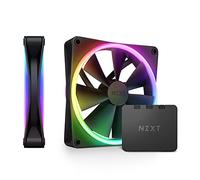 NZXT F140 RGB Duo Twin Pack - 2 ventiladores de doble cara de 140 mm con controlador - 20 LEDs direccionables individualmente - Flujo de aire equilibrado y presión estática - Negro