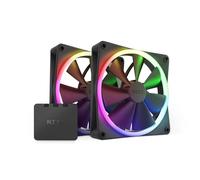 NZXT F140 RGB Fans - RF-R14DF-B1 - Personalización de iluminación RGB avanzada - Enfriamiento silencioso como un susurro - Doble (ventilador y controlador RGB INCLUIDOS) - Ventilador de 140 mm - Negro