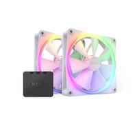 NZXT F140 Ventilador RGB - RF-R14DF-W1 - Personalización avanzada de iluminación - Refrigeración silenciosa - Paquete doble (controlador incluido) - Ventilador de 140 mm - Blanco