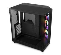 NZXT H6 Flow RGB Caja PC Gaming ATX | Mid-Tower de Cámara Dual Compacta| | Incluye 3 Ventiladores de 120 mm RGB | Paneles de Cristal Panorámicos | Color Negro | CC-H61FB-R1