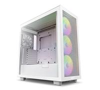 NZXT H7 Flow RGB, 2023 Caja Mid-Tower ATX compacta para PC Gaming, Panel frontal perforado para un Alto Flujo de aire, Panel de Cristal Templado, 3 ventiladores RGB, Color Blanco, CM-H71FW-R1