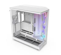NZXT H9 Flow RGB (2025) - Caja de PC ATX de Torre Media de Gran Flujo de Aire de Doble Cámara - Incluye 1 x Unidad de Ventilador RGB de 420mm y 1 x Ventilador de 120mm - Blanco