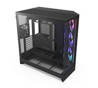 NZXT H9 Flow RGB (2025) - Caja de PC ATX de Torre Media de Gran Flujo de Aire de Doble Cámara - Incluye 1 x Unidad de Ventilador RGB de 420mm y 1 x Ventilador de 120mm - Negro
