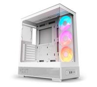NZXT S5 RGB Caja de PC semitorre ATX compacta - Blanco | Doble vidrio templado panorámico, ventilador RGB inverso de 360 mm preinstalado, hasta 10 ventiladores, GPU 415 mm, USB-C