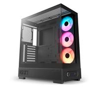 NZXT S5 RGB Caja de PC semitorre ATX compacta - Negro | Doble vidrio templado panorámico, ventilador RGB inverso de 360 mm preinstalado, hasta 10 ventiladores, GPU 415 mm, USB-C