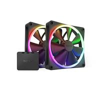 NZXT Ventiladores RGB F140 - RF-R14DF-B1 - Personalización avanzada de iluminación RGB - Refrigeración silenciosa - Doble (ventilador RGB y controlador incluidos) - Ventilador de 140 mm - Negro