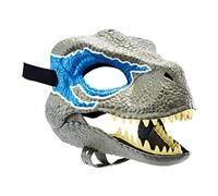 NZXVSE Máscara de dinosaurio con mandíbula abierta, textura y color realistas inspirados en la película, aberturas para ojos y nariz y correa segura, máscara de dinosaurio Velociraptor de legado
