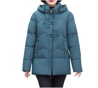 NZYIHAO Abrigo de invierno para mujer, bordado elegante, chaqueta de invierno con capucha, chaqueta cálida de manga larga, abrigo con capucha extraíble, tallas grandes, abrigo acolchado con
