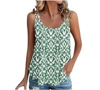 NZYIHAO Camiseta sin mangas para mujer, tirantes delgados, sin mangas, camiseta de tirantes para verano, informal, con ojal, bordado, tallas grandes, camiseta ligera, cuello redondo, blusa holgada,