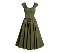 NZYIHAO Die Discounter Damen Gothic Kleid Halloween Kostüm Vintage Renaissance Cosplay Ballkleider mit Korsett Faschingskostüme A--Linie Ärmellos Trägerkleid Steampunk