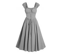 NZYIHAO Die Discounter Damen Gothic Kleid Halloween Kostüm Vintage Renaissance Cosplay Ballkleider mit Korsett Faschingskostüme A--Linie Ärmellos Trägerkleid Steampunk