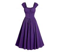 NZYIHAO Die Discounter Damen Gothic Kleid Halloween Kostüm Vintage Renaissance Cosplay Ballkleider mit Korsett Faschingskostüme A--Linie Ärmellos Trägerkleid Steampunk