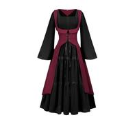 NZYIHAO Disfraz medieval renacentista, vestido para mujer, ropa gótica, steampunk, vestido vintage, carnaval, disfraz de pirata, cosplay, con cordones para carnaval Halloween