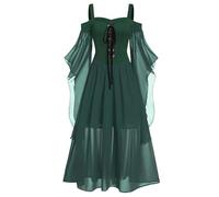 NZYIHAO Ofertas del día de hoy Halloween Carnaval vestido mujer años 80 medieval ropa diablo vampiro disfraz de vampiro sin hombros malla mangas mariposa gótico vintage ropa para