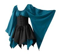 NZYIHAO Ofertas del día hoy ofertas flash mujeres vestido medieval con mangas trompeta traje renacentista corsé para Halloween