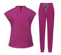 NZYIHAO Uniforme médico para mujer, conjunto de ropa de trabajo médica lavable, enfermera de manga corta con pantalones para belleza, salón, clínica, hospital, cuidado de ancianos, enfermería, S-2XL