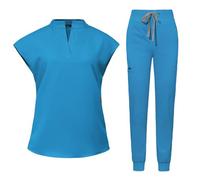 NZYIHAO Uniforme médico para mujer, conjunto de ropa de trabajo médica lavable, enfermera de manga corta con pantalones para belleza, salón, clínica, hospital, cuidado de ancianos, enfermería, S-2XL