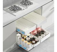 NZZVNZ 3 organizadores de gabinete extraíbles, almacenamiento de cocina extensible, cajones deslizables, estante extraíble para armarios de cocina (blanco)